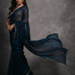 Jyoti Fashion Women's Navy Blue Chiffon Print with Mirror Work Designer Saree with Blouse | Swadesiicart