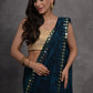 Jyoti Fashion Women's Navy Blue Chiffon Print with Mirror Work Designer Saree with Blouse | Swadesiicart