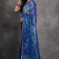 Jyoti Fashion Women's Blue Chiffon Print with Mirror Work Designer Saree with Blouse | Swadesiicart