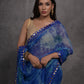 Jyoti Fashion Women's Blue Chiffon Print with Mirror Work Designer Saree with Blouse | Swadesiicart