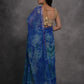 Jyoti Fashion Women's Blue Chiffon Print with Mirror Work Designer Saree with Blouse | Swadesiicart