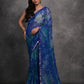 Jyoti Fashion Women's Blue Chiffon Print with Mirror Work Designer Saree with Blouse | Swadesiicart