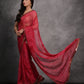 Jyoti Fashion Women's Pink Chiffon Print with Mirror Work Designer Saree with Blouse | Swadesiicart