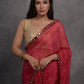 Jyoti Fashion Women's Pink Chiffon Print with Mirror Work Designer Saree with Blouse | Swadesiicart