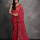 Jyoti Fashion Women's Pink Chiffon Print with Mirror Work Designer Saree with Blouse | Swadesiicart