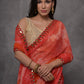 Jyoti Fashion Women's Red Chiffon Print with Mirror Work Designer Saree with Blouse | Swadesiicart