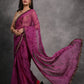 Jyoti Fashion Women's Wine Chiffon Print with Mirror Work Designer Saree with Blouse | Swadesiicart