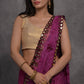 Jyoti Fashion Women's Wine Chiffon Print with Mirror Work Designer Saree with Blouse | Swadesiicart