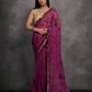 Jyoti Fashion Women's Wine Chiffon Print with Mirror Work Designer Saree with Blouse | Swadesiicart