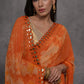 Jyoti Fashion Women's Orange Chiffon Print with Mirror Work Designer Saree with Blouse | Swadesiicart
