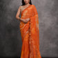 Jyoti Fashion Women's Orange Chiffon Print with Mirror Work Designer Saree with Blouse | Swadesiicart