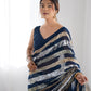 Jyoti Fashion Women's Teal Georgette Sequins Designer Saree with Blouse | Swadesiicart