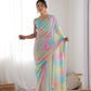 Jyoti Fashion Women's Multicolor Georgette Print with Mirror Work Designer Saree with Blouse | Swadesiicart