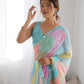 Jyoti Fashion Women's Multicolor Georgette Print with Mirror Work Designer Saree with Blouse | Swadesiicart