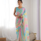 Jyoti Fashion Women's Multicolor Georgette Print with Mirror Work Designer Saree with Blouse | Swadesiicart