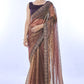 Jyoti Fashion Women's Brown Net Sequins Embroidered Designer Saree with Blouse | Swadesiicart