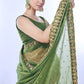 Jyoti Fashion Women's Green Net Sequins Embroidered Designer Saree with Blouse | Swadesiicart