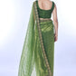 Jyoti Fashion Women's Green Net Sequins Embroidered Designer Saree with Blouse | Swadesiicart