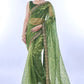 Jyoti Fashion Women's Green Net Sequins Embroidered Designer Saree with Blouse | Swadesiicart
