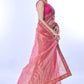 Jyoti Fashion Women's Pink Net Sequins Embroidered Designer Saree with Blouse | Swadesiicart
