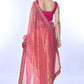 Jyoti Fashion Women's Pink Net Sequins Embroidered Designer Saree with Blouse | Swadesiicart