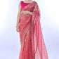 Jyoti Fashion Women's Pink Net Sequins Embroidered Designer Saree with Blouse | Swadesiicart