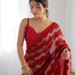 Jyoti Fashion Women's Red Georgette Sequin Swarovski Designer Saree with Blouse | Swadesiicart