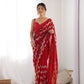 Jyoti Fashion Women's Red Georgette Sequin Swarovski Designer Saree with Blouse | Swadesiicart
