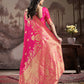 Jyoti Fashion Women's Pink Soft Lichi Silk Jacquard Traditional Saree with Blouse | Swadesiicart