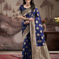 Jyoti Fashion Women's Navy Blue Soft Lichi Silk Jacquard Traditional Saree with Blouse | Swadesiicart