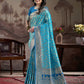 Jyoti Fashion Women's Sky Blue Soft Lichi Silk Jacquard Traditional Saree with Blouse | Swadesiicart