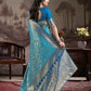 Jyoti Fashion Women's Sky Blue Soft Lichi Silk Jacquard Traditional Saree with Blouse | Swadesiicart