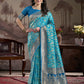 Jyoti Fashion Women's Sky Blue Soft Lichi Silk Jacquard Traditional Saree with Blouse | Swadesiicart