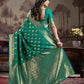 Jyoti Fashion Women's Green Soft Lichi Silk Jacquard Traditional Saree with Blouse | Swadesiicart