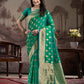 Jyoti Fashion Women's Green Soft Lichi Silk Jacquard Traditional Saree with Blouse | Swadesiicart
