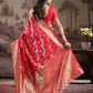 Jyoti Fashion Women's Red Soft Lichi Silk Jacquard Traditional Saree with Blouse | Swadesiicart