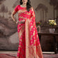 Jyoti Fashion Women's Red Soft Lichi Silk Jacquard Traditional Saree with Blouse | Swadesiicart