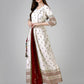 Jyoti Fashion Women's White Rayon Leaf Printed Long Designer Anarkali Dress | Swadesiicart