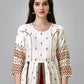 Jyoti Fashion Women's White Rayon Leaf Printed Long Designer Anarkali Dress | Swadesiicart