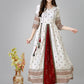 Jyoti Fashion Women's White Rayon Leaf Printed Long Designer Anarkali Dress | Swadesiicart