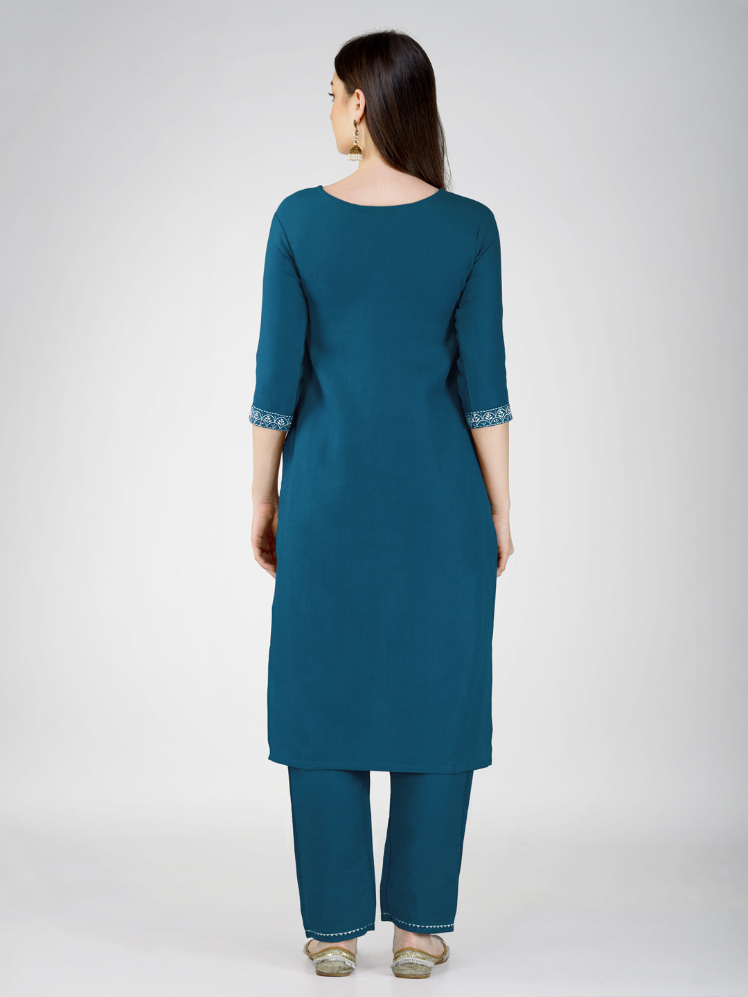 Jyoti Fashion Women's Morpeach Cotton Blend Sequins Embroidered Kurta Set | Swadesiicart