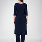 Jyoti Fashion Women's Navy Blue Cotton Blend Sequins Embroidered Kurta Set | Swadesiicart