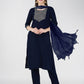 Jyoti Fashion Women's Navy Blue Cotton Blend Sequins Embroidered Kurta Set | Swadesiicart