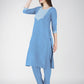 Jyoti Fashion Women's Sky Blue Cotton Blend Sequins Embroidered Kurta Set | Swadesiicart
