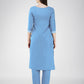 Jyoti Fashion Women's Sky Blue Cotton Blend Sequins Embroidered Kurta Set | Swadesiicart