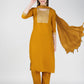 Jyoti Fashion Women's Mustard Cotton Blend Sequins Embroidered Kurta Set | Swadesiicart