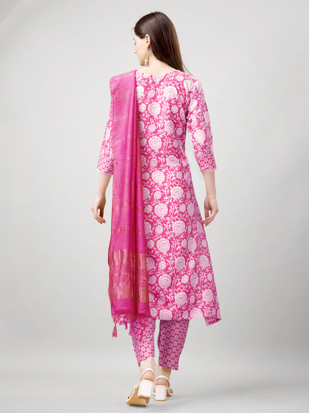 Jyoti Fashion Women's Pink Rayon Printed with Embroidered Kurta Set | Swadesiicart