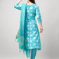 Jyoti Fashion Women's Sky Blue Rayon Printed with Embroidered Kurta Set | Swadesiicart