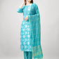 Jyoti Fashion Women's Sky Blue Rayon Printed with Embroidered Kurta Set | Swadesiicart