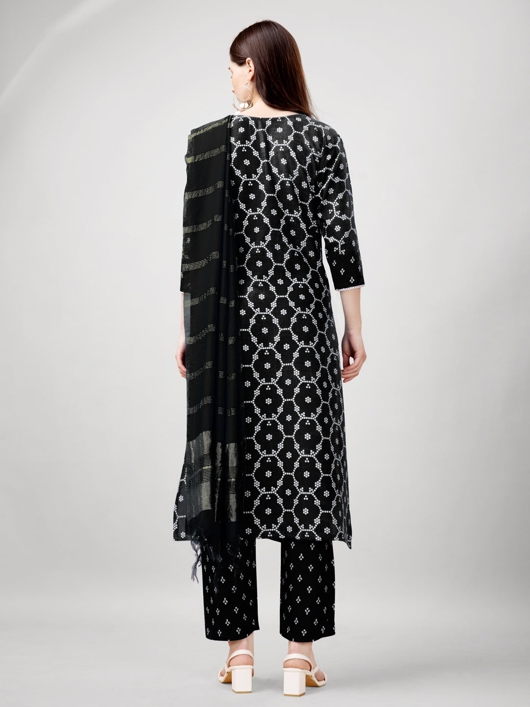 Jyoti Fashion Women's Black Rayon Printed with Embroidered Kurta Set | Swadesiicart